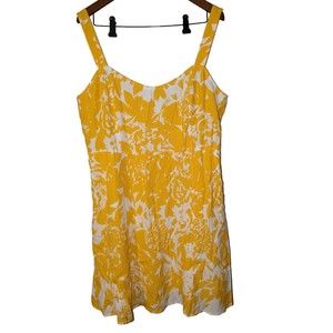 Gap Yellow Floral Print Mini Lined Dress Women's Size 18‎